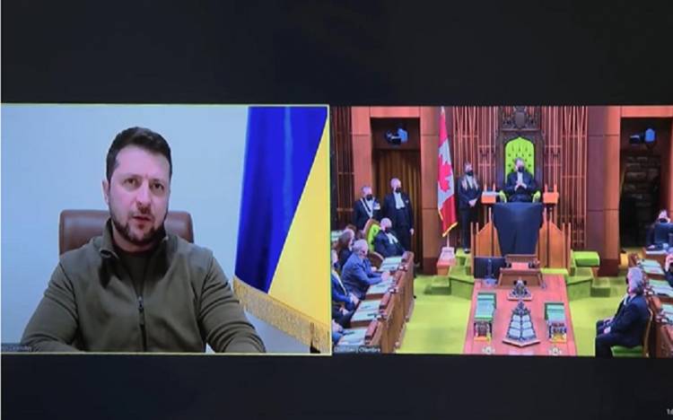 Զելենսկին տեսակապով ելույթ է ունեցել Կանադայի խորհրդարանում