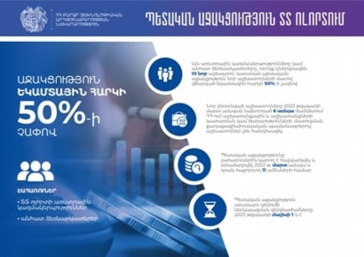 ՏՏ ոլորտում այն կազմակերպությունները, որոնք կներգրավեն 10 աշխատող. պետաջակցություն կստանան եկամտային հարկի 50 %-ի չափով