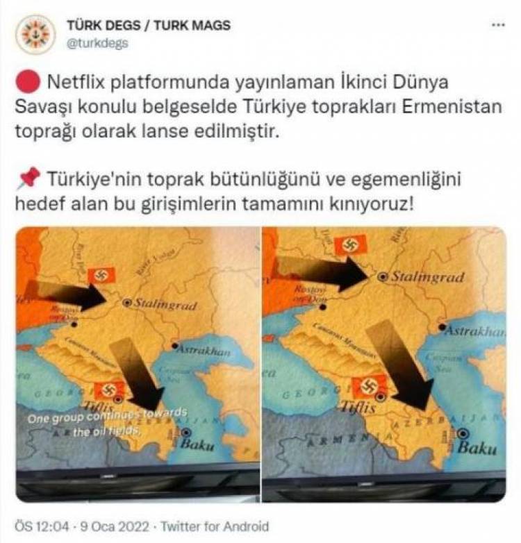 Թուրքիայում վրդովված են Netflix սերիալից, որում երկրի Արևելքը նշված է որպես Հայաստանի տարածք