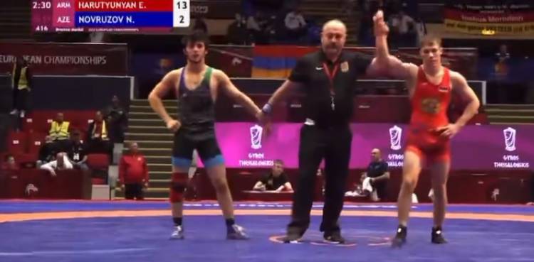 Էդիկ Հարությունյանը հաղթեց ադրբեջանցի ըմբիշին և դարձավ Մ23 Եվրոպայի առաջնության բրոնզե մեդալակիր (տեսանյութ)