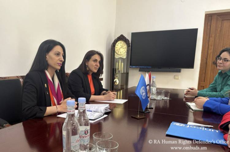 ՄԻ պաշտպանը ՅՈՒՆԻՍԵՖ-ի պաշտոնյայի հետ քննարկել է երեխաների իրավունքների պաշտպանությանն առնչվող մի շարք հարցեր