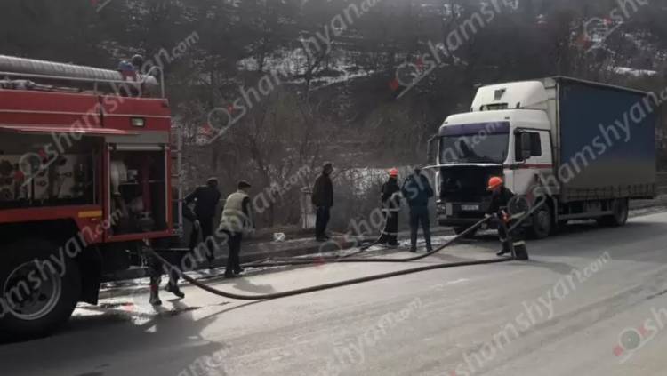 Արտակարգ դեպք՝ Տավուշում. Դիլիջանի ոլորանում հրդեհ է բռնկվել MAN մակնիշի բեռնատարում