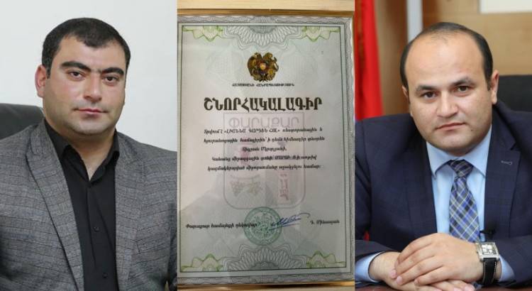 Փարաքարի սկանդալային համայնքապետը շնորհակալագիր է տվել նախարարին պատկանող ռեստորանին