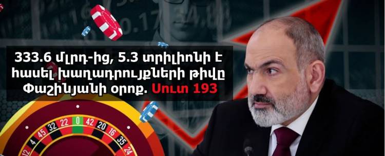 Փաշինյանի խոսքերով ասած՝ ղումարբազությունը շատացել է՝ թվեր. Սուտ 193 . «Ժողովուրդ»