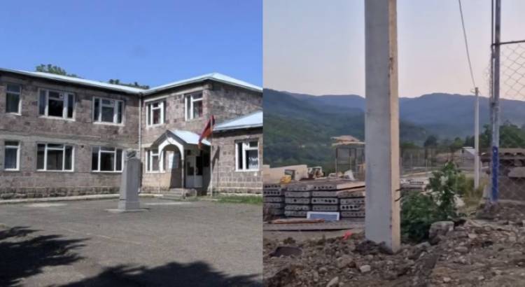 Կիրանցի դպրոցի մոտ կառուցված պատի մյուս կողմում արդեն կանգնած են Ադրբեջանի սահմանապահները (տեսանյութ)