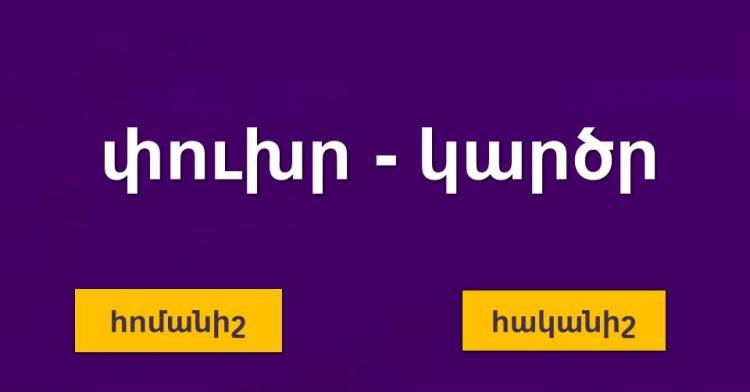 Թեստ․ Հոմանի՞շ, թե՞ հականիշ