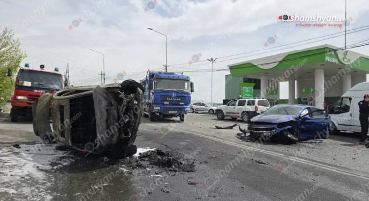 Խոշոր վթար-հրդեհ, բախվել են «Kia», «Mercedes» ու «Hyundai». Shamshyan