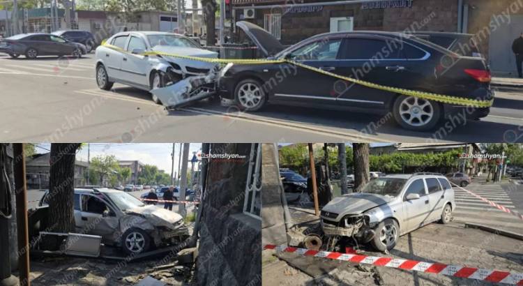 Խոշոր վթար, բախվել են «Nissan» և «Opel», այլ «Opel» էլ հայտնվել է մայթին, 3 վիրավnր կա․ Shamshyan